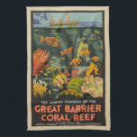 Great Barrier Reef Poster Australia Tea Towel<br><div class="desc">Australia's Great Barrier Reef is extremely colourful and this vintage poster captures it beautifully. c1933 A Queensland government tourist bureau poster. The artist is listed as Percival Albert (Percy) Trompf (1902-1964)</div>