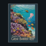 Great Barrier Reef Queensland Travel Art Vintage Postcard<br><div class="desc">Great Barrier Reef in a vector art style. The Great Barrier Reef is the world's largest coral reef system,  composed of over 2, 900 individual reefs and 900 islands.</div>