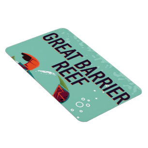Great Barrier Reef vintage travel poster. Magnet