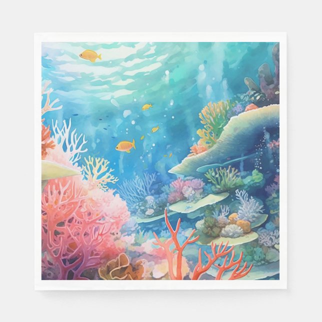 Great Barrier Reef Watercolor Napkin (Front)