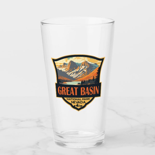Great Basin National Park Illustration Travel Art  Glass (Front)