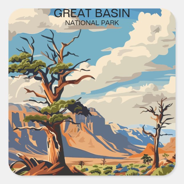 Great Basin National Park Nevada Vintage Square Sticker (Front)
