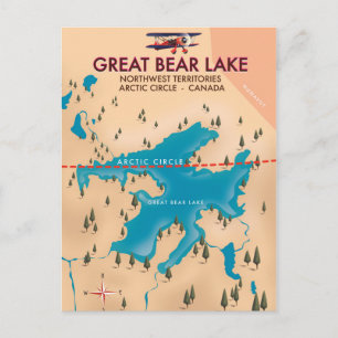 Great Bear Lake, Canada, map travel poster art Postcard