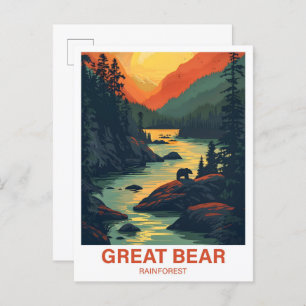Great Bear Rainforest Canada Illustration Travel Postcard