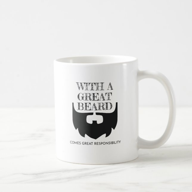 Great Beard Comes Great Responsibility Bearded Coffee Mug (Right)
