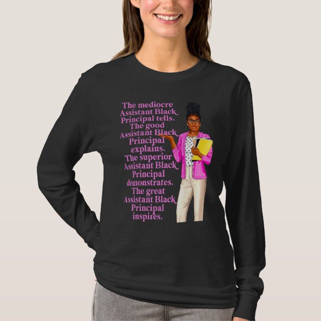 Great Black Assistant Principal School Educator In T-Shirt (Front)
