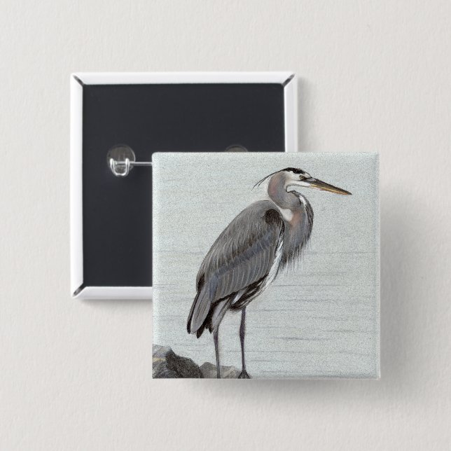 Great Blue Heron 15 Cm Square Badge (Front & Back)