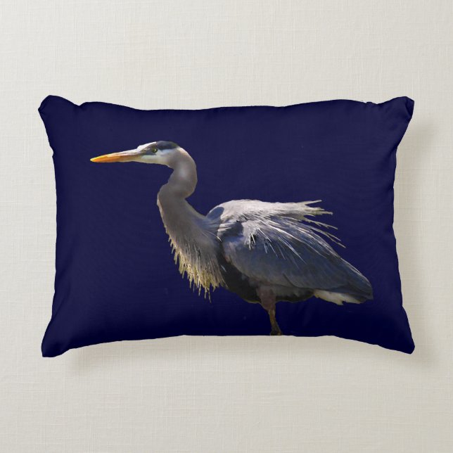 Great Blue Heron Accent Pillow (Front)