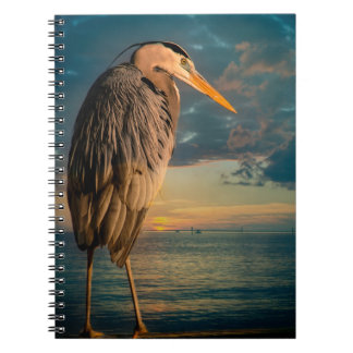 Great Blue Heron and Blue Sunset Notebook