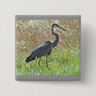 Great Blue Heron - Ardea herodias 15 Cm Square Badge