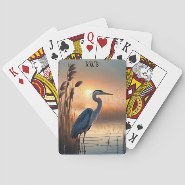 Great Blue Heron at Sunrise Playing Cards (Back)