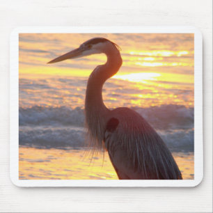 Great Blue Heron at Sunset Mouse Pad