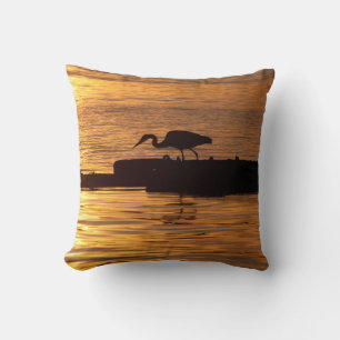 Great Blue Heron at Sunset Pillow