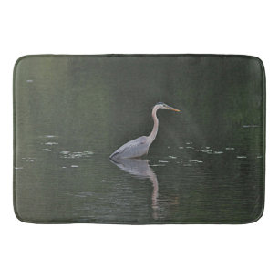 Great blue heron bath mat