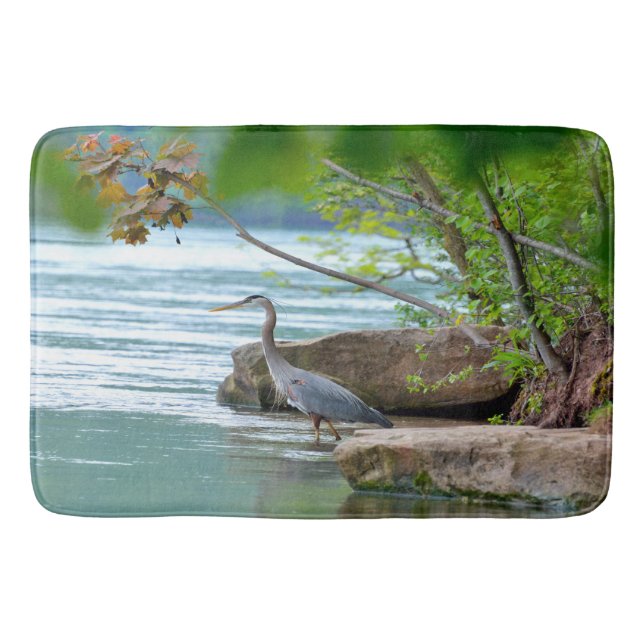 Great Blue Heron Bath Mat (Front)