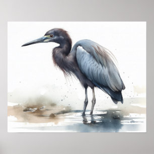 Great Blue Heron Bird Art Print Poster
