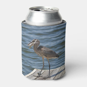 Great Blue Heron Bird Fishing Wildlife Photography Can Cooler