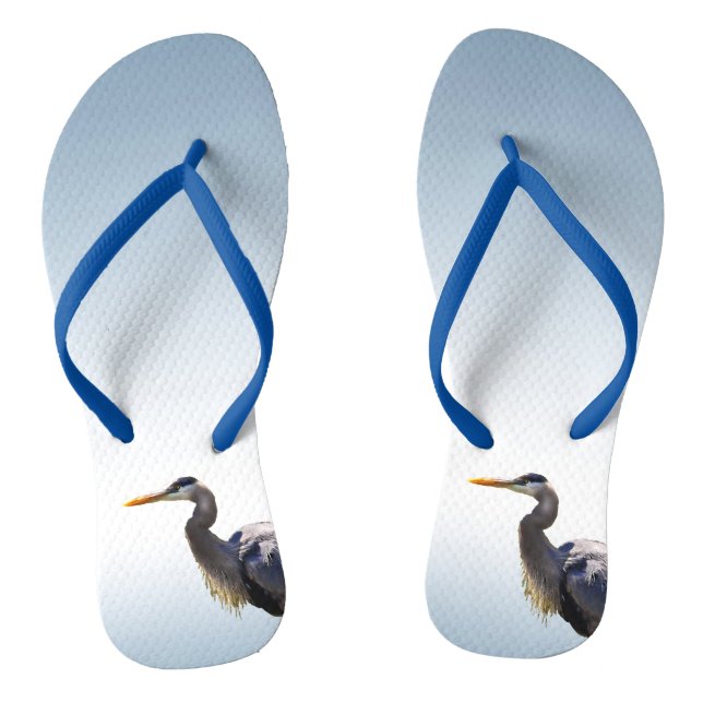 Great Blue Heron Bird Flip Flops (Footbed)