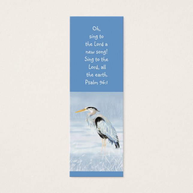 Great Blue Heron Bird Scripture Bible Bookmark (Front)