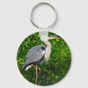 Great Blue Heron Bird Wildlife Photo Key Ring
