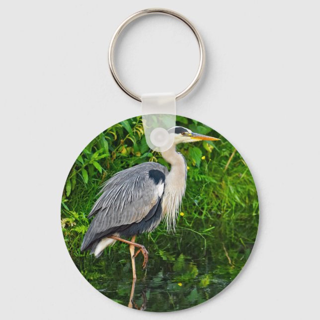 Great Blue Heron Bird Wildlife Photo Key Ring (Front)