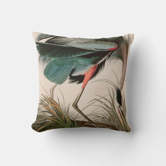 Great Blue Heron Birds of America Audubon Print Cushion (Front)