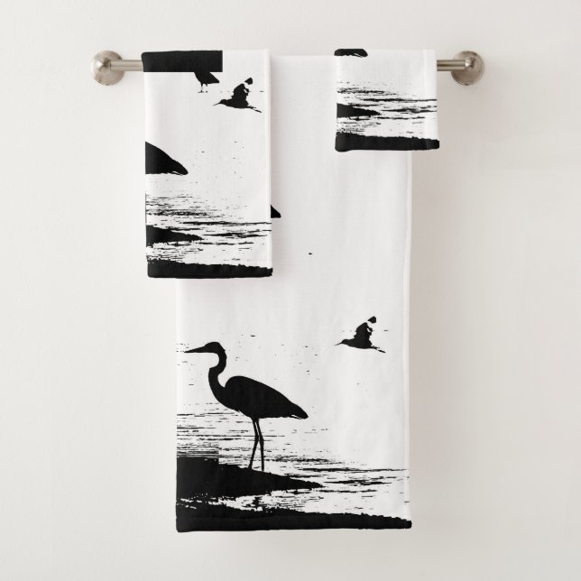 Great Blue Heron Birds Wildlife Bath Towel Set (Insitu)