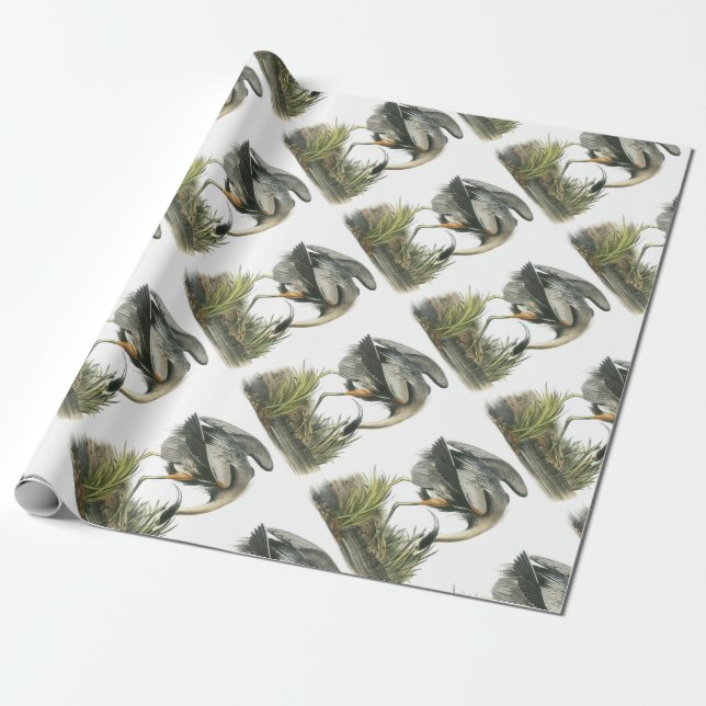 Great Blue Heron by Audubon Wrapping Paper (Unrolled)