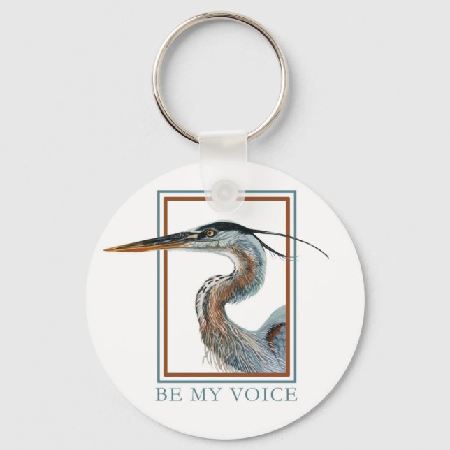 Great Blue Heron by Jane Freeman Key Ring (Front)