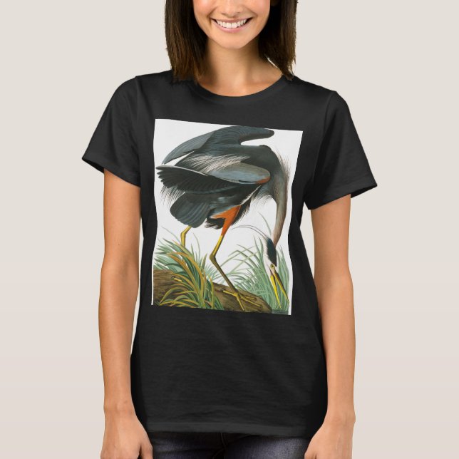 Great Blue Heron by John James Audubon T-Shirt (Front)
