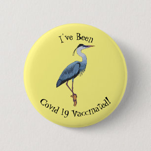 Great blue heron cartoon illustration 6 cm round badge