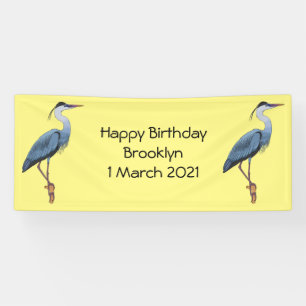 Great blue heron cartoon illustration banner