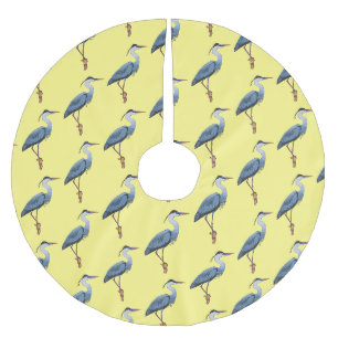 Great blue heron cartoon illustration brushed polyester tree skirt