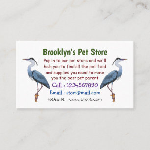 Great blue heron cartoon illustration business card