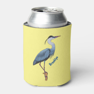 Great blue heron cartoon illustration can cooler