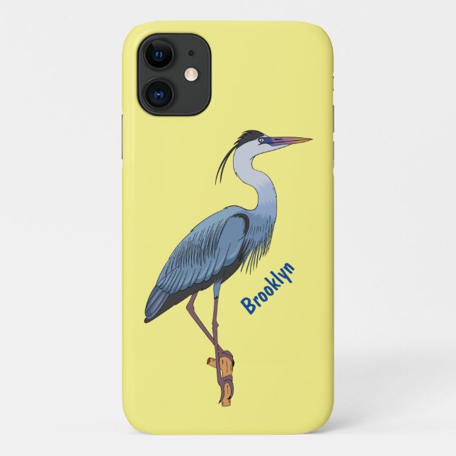 Great blue heron cartoon illustration Case-Mate iPhone case (Back)