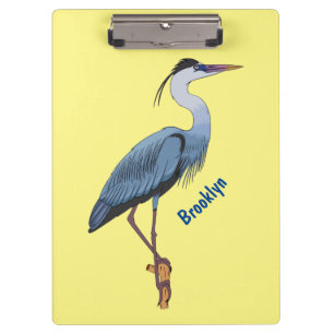 Great blue heron cartoon illustration clipboard