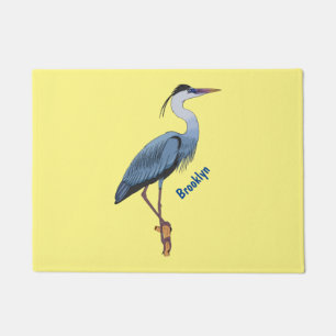 Great blue heron cartoon illustration doormat