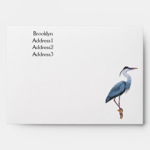 Great blue heron cartoon illustration envelope