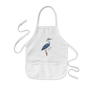 Great blue heron cartoon illustration kids apron
