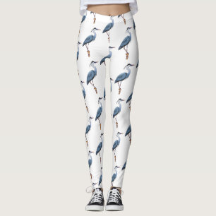Great blue heron cartoon illustration leggings