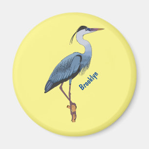 Great blue heron cartoon illustration magnet