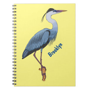 Great blue heron cartoon illustration  notebook