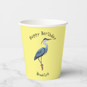 Great blue heron cartoon illustration paper cups