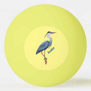 Great blue heron cartoon illustration ping pong ball