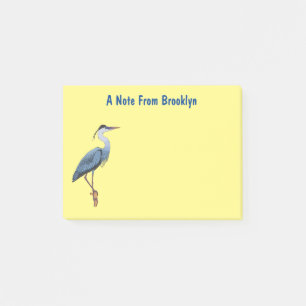 Great blue heron cartoon illustration  post-it notes