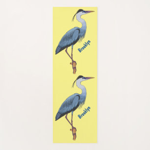 Great blue heron cartoon illustration  yoga mat