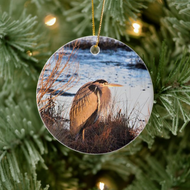 Great Blue Heron Ceramic Ornament (Tree)