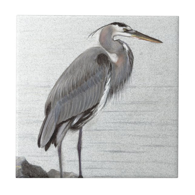 Great Blue Heron Ceramic Tile (Front)