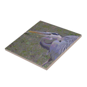 Great Blue Heron Challenge Ceramic Tile